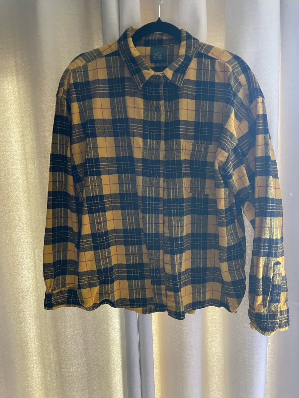 wild fable Yellow and Black Plaid Button-Down Shirt